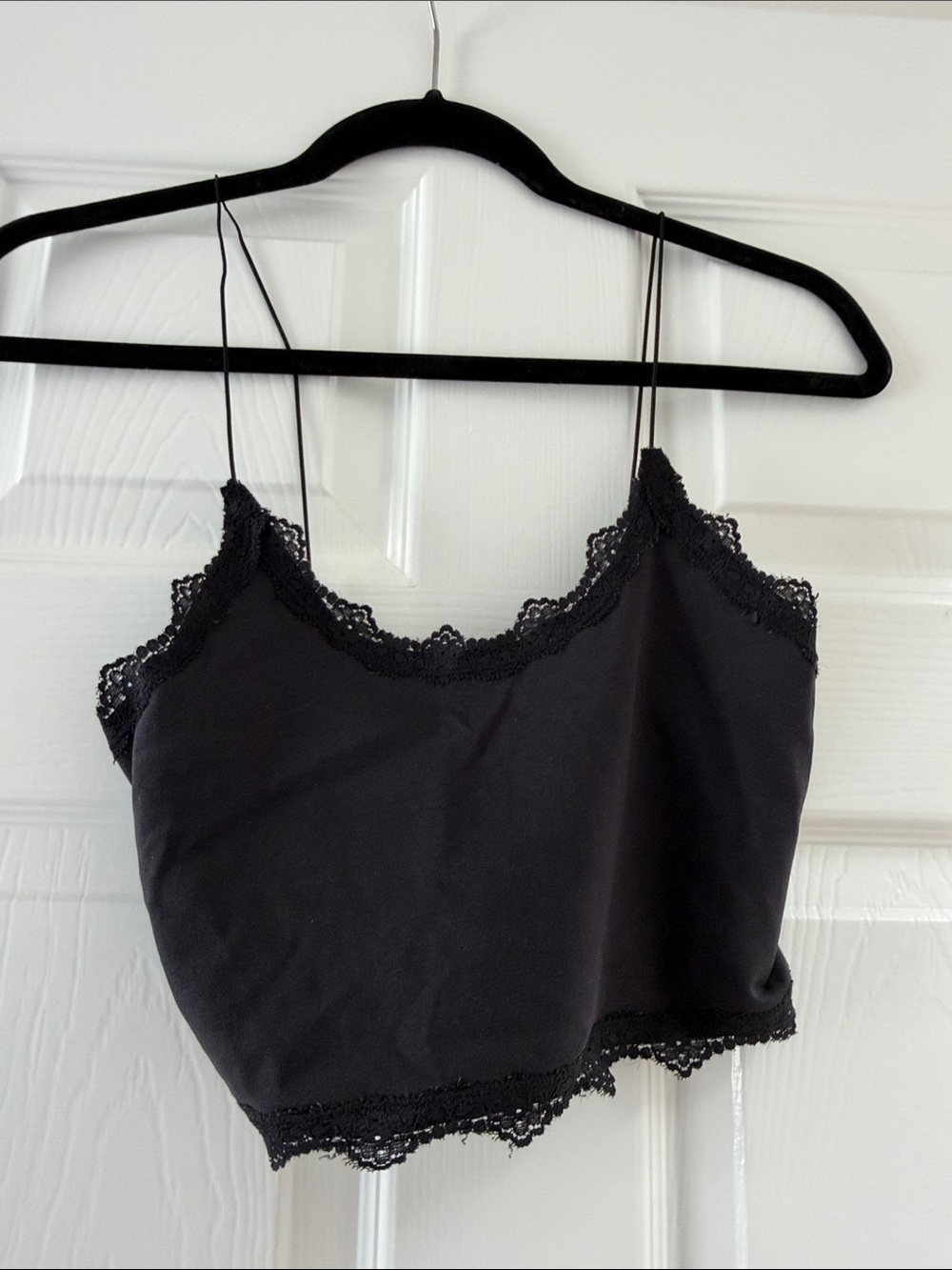 Garage Black Lace-Trim Spaghetti Strap Cami